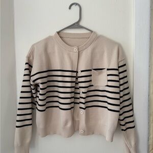 Striped Beige and Black Women's Sweater